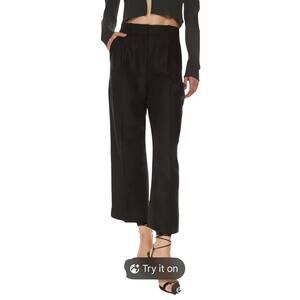 Wilfred Effortless Pant Size 0 Black Linen Blend  Summer Wide Leg Crop High Rise
